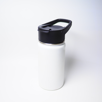 ThermoFlask Classic 18 oz (350 ml) Bouteille d'eau isotherme à double paroi en acier inoxydable, anti-fuite, avec paille intégrée, 12-24 heures