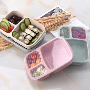 Boîte à lunch en paille <span class=keywords><strong>de</strong></span> blé, boîte bento portable avec compartiment, boîte bento <span class=keywords><strong>de</strong></span> pique-nique, récipient à fruits, vaisselle pour micro-ondes pour étudiants - Product Image 2
