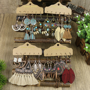 Bohemian Tassel <b>Drop</b> Earrings Set Alloy Antique <b>Bronze</b> Plated Women's Fashion Jewelry - Product Image 2