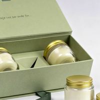Kit de bougies parfumées en cire de soja, design personnalisé, 3 pièces, dans un bocal en verre, avec boîte cadeau et ruban