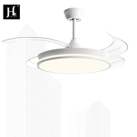 Ventilador de Techo con Lámpara de 42 Pulgadas, Invisible, Retráctil, Inteligente, con 3 Colores Atenuables, Ventilador de Techo con Luz