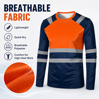 T-shirt de travail en fibre de polyester sans couture, anti-bactérien, avec bande réfléchissante, manches longues, col rond, style polo, personnalisable en option