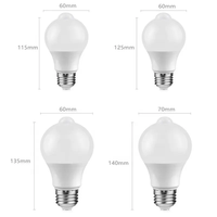 Sensor de movimiento infrarrojo Luz A19 A60 5W 7W 9W 12W E27 B22 Base 6500K Smart Auto On/Off Sensor de movimiento Led Light LED Bulb