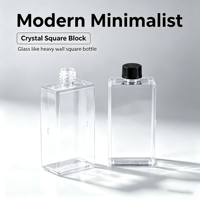 Flacon vide en PETG carré transparent de 50 ml pour huiles parfumées, mini flacon cosmétique de luxe plat avec bouchon à vis