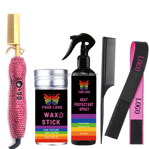 Pettine Elettrico Riscaldante, Fascia per <span class=keywords><strong>Capelli</strong></span> Lisciante, Cappuccio Protettivo per Parrucche HD, Spray Termoprotettore, Pettine a Coda di Topo, <span class=keywords><strong>Cera</strong></span> Modellante per Parrucche di <span class=keywords><strong>Capelli</strong></span> Neri Naturali - Product Image 1