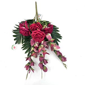 Bas prix fleur funéraire de haute qualité demi-buissons artificiels <span class=keywords><strong>buisson</strong></span> plat pour les événements de cimetière et les événements funéraires - Product Image 6