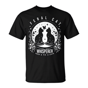 Feral <b>Cat</b> Whisperer T-Shirt Short Sleeve Unisex Crew Neck Feed Fix Love <b>Cat</b> <b>Lover</b> <b>Gift</b> - Product Image 2