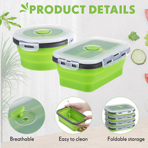 Vòng Và Hình Chữ Nhật Đóng Mở Thực Phẩm Lưu Trữ <span class=keywords><strong>Container</strong></span> Silicone Máy Rửa Chén Ăn Trưa <span class=keywords><strong>Container</strong></span> Với Kín Nắp Cho Lò Vi Sóng - Product Image 3
