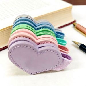 YY Personalized PU Leather Heart Bookmark <b>Pink</b> Heart-Shaped Magnetic Book Marks Leather Bookmarks with Pen Holder - Product Image 2
