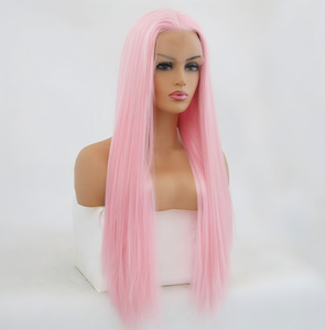Perruques synthétiques en dentelle frontale en gros avec cheveux résistants à la chaleur haute définition, fibres synthétiques brillantes, perruques sans colle pour femmes - Product Image 5