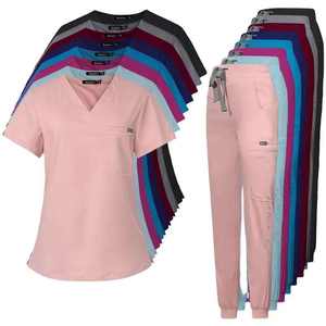 Yilong v गर्दन स्क्रब सेट लोचदार कमर कई जेब सही नर्स आराम दक्षता अस्पताल सेटिंग - Product Image 1