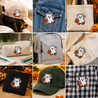 Grandes broderies 3D en tissu éponge, motifs Citrouille, Fantôme, Crâne, avec paillettes thermocollantes, écologiques, personnalisables, thème Boo Halloween, patchs en chenille pour vêtements et sweats à capuche