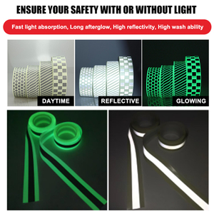 Tira de seguridad de advertencia ignífuga amarilla <span class=keywords><strong>fluorescente</strong></span> de tipo perforado, cinta reflectante para coser para ropa contra incendios - Product Image 4