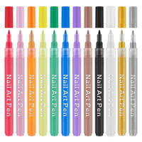 Ensemble de stylos marqueurs pour nail art à pointe oblique avec 24 couleurs, stylos à peinture acrylique effaçables pour le graffiti et le dessin