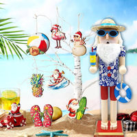 Soldat de plage hawaïen en bois, casse-noisette, décoration de fête tropicale, cadeau, 10cm x 9cm x 38cm