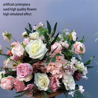 Vente en gros de faux bouquet de fleurs en fausse soie de mariage, boules de fleurs de roses artificielles en plastique pour centres de table de mariage