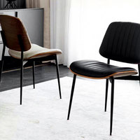 Chaise de salle à manger moderne en fer, chaise design minimaliste avec dossier en cuir courbé pour café, maison, salle à manger, bureau