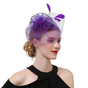 Fascinateur de <span class=keywords><strong>filet</strong></span> français pour femmes rubans de cheveux en tissu casque pour les fêtes de mariée et les costumes de mascarade - Product Image 5