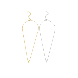 Collar con colgante de letra V de acero inoxidable Angelina, cadena minimalista para mujer, uso diario, chapado en oro, paquete de 12 piezas - Product Image 1