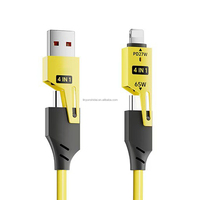 Kabel USB Spiral Retractable 1.5m |   Kabel Pengisi Daya Cepat 4-in-1 untuk iPhone, Android, Perangkat Universal
