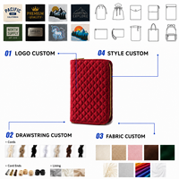 Pochette à bijoux mignonne en velours avec fermeture éclair, sac à bijoux de voyage, rangement pour accessoires, étui à bijoux en velours avec fermeture éclair et logo personnalisé