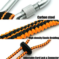 Cordon de sécurité rétractable robuste avec mousqueton en acier au carbone et polyester, boucle réglable à verrouillage par vis, cordon antichoc anti-chute