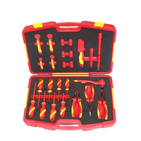 Jeu de 25 outils G2030008 en acier spécial isolé VDE 1000V pour électricien, comprenant des pinces, des clés à fourche et des douilles hexagonales, avec étui rigide