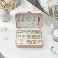 Échantillon Gratuit Étui de Rangement Bijoux Luxe en Cuir PU Portable avec Logo Personnalisé pour Bague et Collier, Boîte d'Emballage Bijoux de Voyage Rectangle