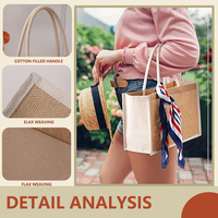 Sac fourre-tout en jute écologique avec poignée en coton, grand sac de courses en toile de jute, sac cadeau en jute imprimé personnalisable pour les courses
