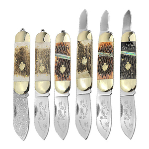 Coltello Pieghevole OEM Personalizzabile in Acciaio Damascato a Doppia Lama per Sopravvivenza, Caccia e <span class=keywords><strong>Campeggio</strong></span> con Design in Osso di Bue - Product Image 6