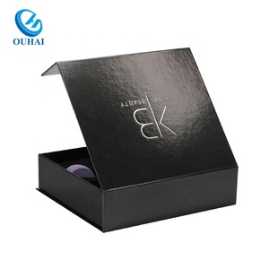 <span class=keywords><strong>Caja</strong></span> de brochas de <span class=keywords><strong>maquillaje</strong></span> de embalaje de papel hecho a mano de lujo negro con imanes - Product Image 3