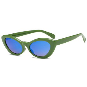2020 nuevo gafas de ojo de gato oval retro gafas de sol para mujer negro azul oscuro lentes moda sombra de ojo de gato gafas - Product Image 2