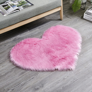 Alfombra de Lana Sintética en Forma de Corazón, Alfombra Rosa de Felpa Lavable, Decoración de Dormitorio, Estilo Moderno, Color Sólido, Alfombra de Piso con Forma Original - Product Image 2