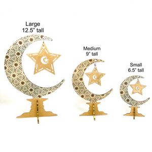 Soporte de Madera Pintado con Arabescos para Luna, Decoración para el Hogar Eid Mubarak, Decoración de Mesa para Ramadán - Product Image 3