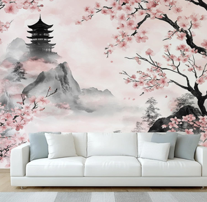 <span class=keywords><strong>Papier</strong></span> peint japonais à fleurs de cerisier Décoration murale <span class=keywords><strong>panoramique</strong></span> de style asiatique pour le salon et la chambre à coucher <span class=keywords><strong>Papier</strong></span> peint mural non tissé - Product Image 2