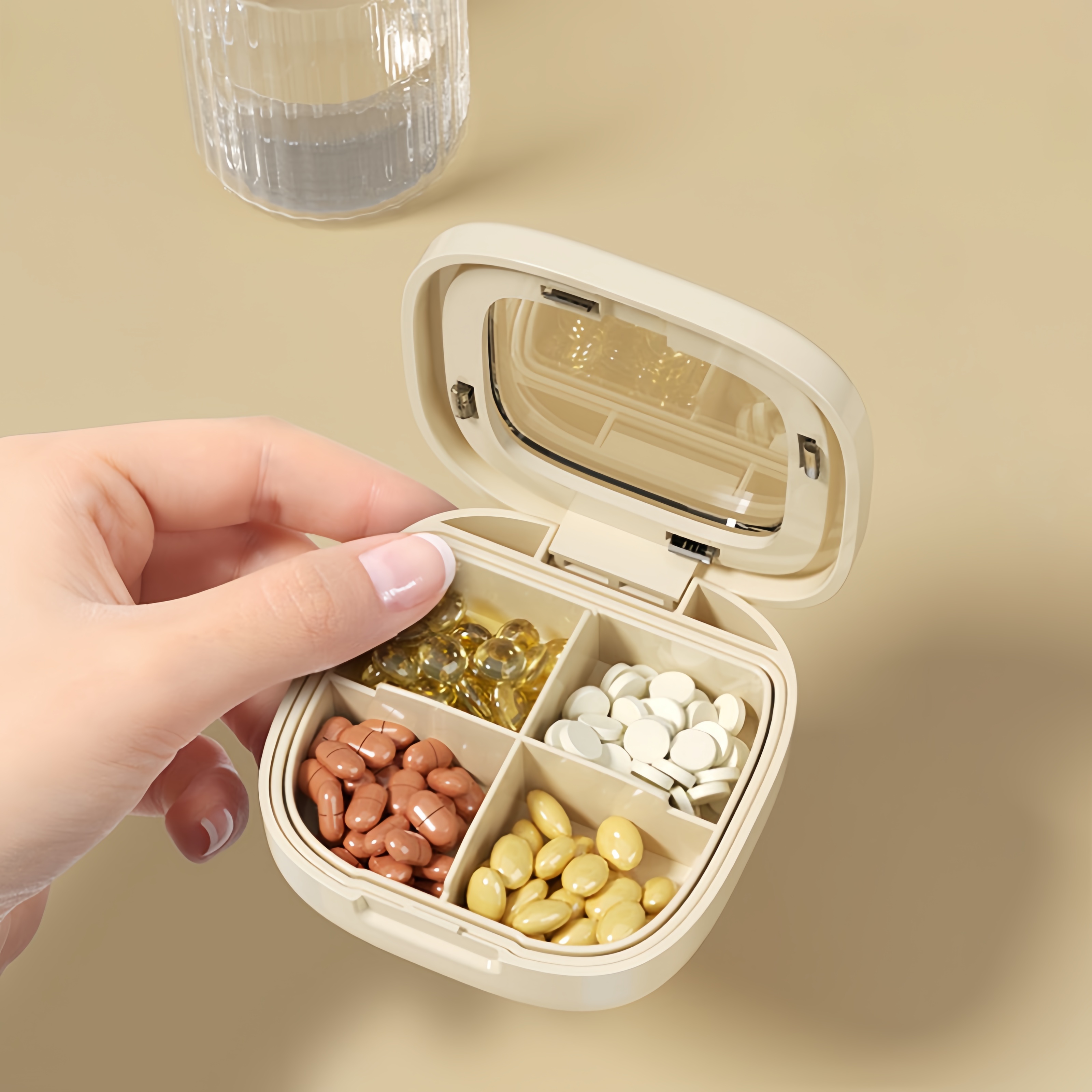 Everyday 4-Grid 6-Grid Pill Box Customizable Daily Pillbox Medicine Organizer Box 4/6 Compartments Portable Vitamin Pill Case