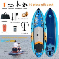 Planche de surf gonflable pour la pêche avec tube anti-retournement, kayak de pêche monoplace pour lacs et rivières