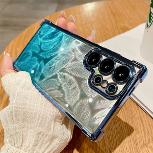 Nouveau motif de plumes créatives couverture transparente galvanoplastie étui de téléphone antichoc pour <span class=keywords><strong>Samsung</strong></span> S25 S23 S24 Ultra Plus - Product Image 4