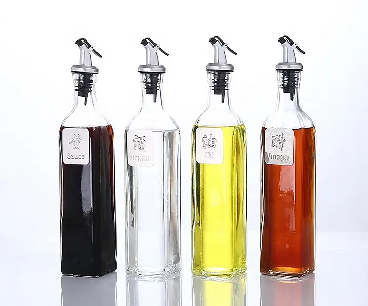 थोक सस्ते कीमत तेल की बोतल ग्लास कंटेनर रसोई मसाला कंटेनर तेल मशीन बोतल के लिए रसोई