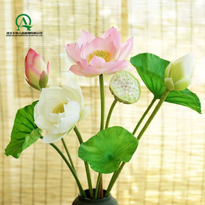 Set di stelo di fiori di loto con <span class=keywords><strong>fiore</strong></span> di loto e ninfea per matrimonio con fiori lunghi stelo loto Bouquet da sposa per decorazioni da giardino per feste - Product Image 6