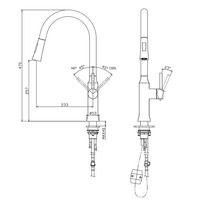 Keran Dapur Komersial Desain Kontemporer OEM Pabrik Grosir, Terpasang di Dek, Satu Lubang, Bodi Stainless Steel, Keramik