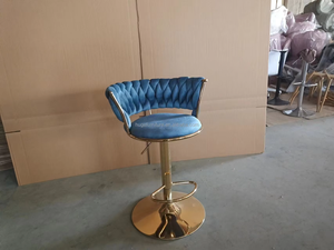 Height Adjustable Swivel Bar <b>Stool</b> Velvet Golden Base Barstools Chairs Padded <b>Seat</b> Woven Kitchen High Dining Chair <b>Stools</b> - Product Image 2