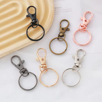 Lot de fermoirs mousquetons en alliage de zinc pour porte-clés, avec anneau fendu et clip pivotant à déclenchement, 30*65mm, Or, Argent, Or rose, Noir, pour artisanat DIY