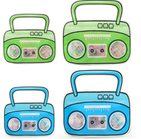 Pochette Doypack transparente en MOPPETPE de qualité alimentaire avec fermeture à lien, forme radio rétro mignonne, logo personnalisé, motif animal de dessin animé, pour snacks et bonbons