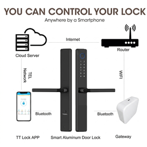 Serrure de porte intelligente WiFi numérique en aluminium multi-portes TTLOCK, étanche, sécurisée, avec application Tuya et empreinte digitale - Product Image 4