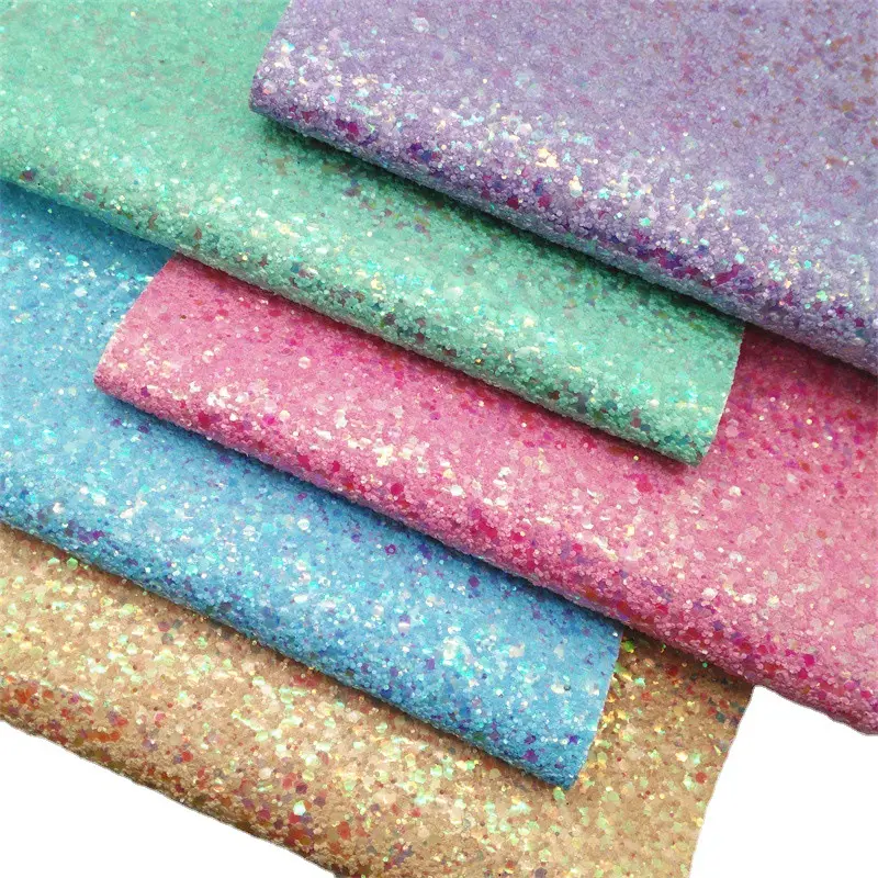 134*90CM Colorful Macarone PU Shiny Colors Solid Faux Leather Chunky Glitter Fabric For Hair Bows Headband Head Clips