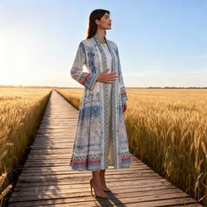 Robe Abaya de Soirée Élégante en Polyester avec Strass Thermocollants pour Femmes Musulmanes – Vente en Gros Personnalisée - Product Image 4