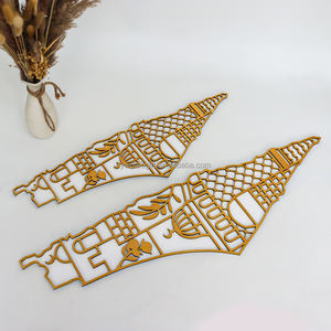 PAFU Decorazione Musulmana Arte Murale Islamica Mappa della Palestina in Legno con Design di Moschea - Product Image 3