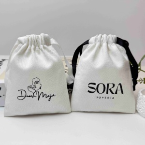 Bolsa de Joyería con Cordón de Algodón Twill y Logotipo Personalizado, Bolsa con Cordón para Regalo - Product Image 1