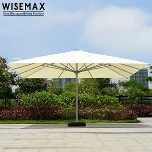 WISEMAX-sombrilla cuadrada de tela impermeable para exteriores, parasol moderno con marco de Metal, color blanco, para jardín, piscina, hotel, con base de mármol